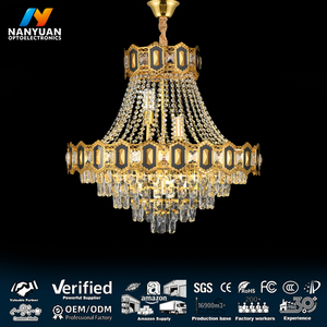 Lámpara de Techo Colgante LED de Cristal de Lujo Grande con 3 Colores Atenuables para Hotel o Villa - Product Image 1