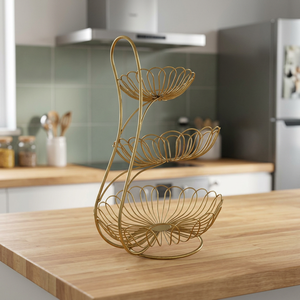 Three Tier Metal Wire Storage Rack Round Standing Type Modern Kitchen Organizer Durable <b>Welded</b> - Product Image 4