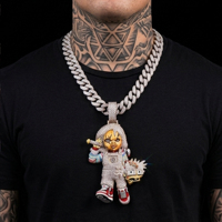 Colgante de Personaje de Muñeca de Terror con Incrustaciones de Moissanita en Plata 925 para Hombre, Estilo Hip Hop, Regalo para Fiestas
