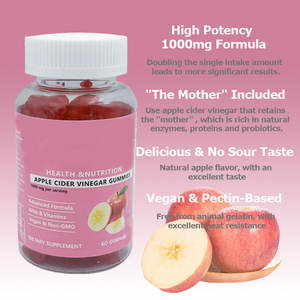 Gomitas de Vinagre de Sidra de Manzana con Folato y Vitamina B12, Suplemento para Aumentar la Energía y Apoyar la Digestión, Sin OMG, Sabor Natural a Manzana, Venta al por Mayor - Product Image 4