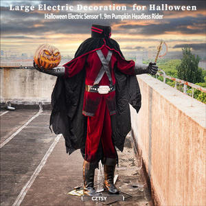 CZTSY <span class=keywords><strong>Halloween</strong></span> Grande figurine de chevalier <span class=keywords><strong>citrouille</strong></span> sans tête électrique avec capteur de mouvement, matériaux variés, pour adultes, pour maison hantée et divertissement - Product Image 2