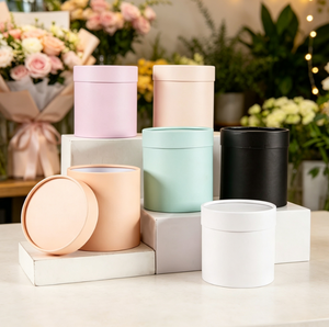 Boîte en papier cylindrique ronde vide, plusieurs tons pastel, pour bouquet de fleurs, bougie, emballage de cosmétiques, tube de rangement - Product Image 6