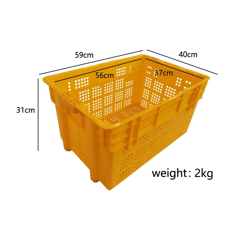 Caixa de plástico com ventilação, preço de fábrica 600*400*310mm, caixa de plástico para frutas e vegetais, caixa de malha sólida, caixa móvel