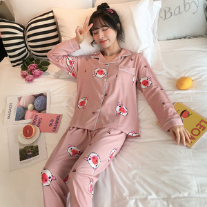 <span class=keywords><strong>Pigiama</strong></span> da <span class=keywords><strong>Donna</strong></span> Stile Ragazza Dolce con Simpatico Maialino Cartone Animato, Completo Autunnale Morbido <span class=keywords><strong>e</strong></span> Adorabile con Cardigan <span class=keywords><strong>e</strong></span> Pantaloni, in Poliestere <span class=keywords><strong>e</strong></span> Seta di Latte - Product Image 4