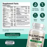 Complément Vitaminique pour Hommes : Capsules de Ginseng, Champignons, Extraits Végétaux, Acide Folique, Multivitamines et Minéraux avec Probiotiques