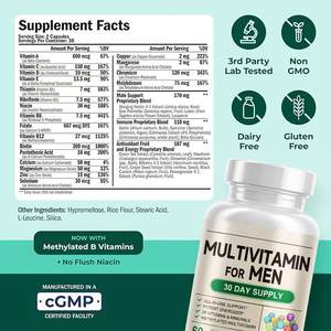 Suplemen Vitamin Ginseng Jamur Ekstrak Tumbuhan Asam Folat <span class=keywords><strong>Multivitamin</strong></span> Mineral Kapsul dengan Probiotik untuk Pria - Product Image 3