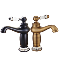 Robinet de lavabo à poignée unique en bronze antique, robinet mélangeur d'eau en laiton massif pour baignoire, noyau de valve en céramique, finition bronze antique