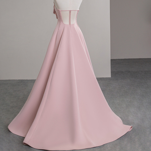 Robe de soirée formelle de haute qualité en satin rose princesse à fleurs 3D, sans manches, épaules dénudées, Sfy60 - Product Image 3
