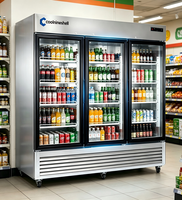 Congélateur vertical commercial ETL à 3 portes vitrées, 1380L, refroidissement par air, en acier inoxydable, pour l'affichage de fleurs fraîches en magasin, pour les États-Unis