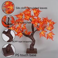Lumière LED Arbre d'érable d'automne avec feuilles en soie, branches DIY, base tactile, décoration de table pour Thanksgiving
