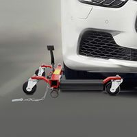 Chariot de positionnement de véhicule en acier avec roues et vérin hydraulique, doté d'une pédale à cliquet, capacité de levage pour véhicules