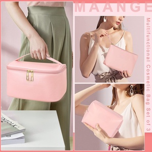 For Women Leather Luxury Organizer Professional Custom Logo Travel Customized Toiletry Makeup Cosmetic Bag - Product Image 4