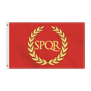 Bendera kerajaan Romawi 3x5 kaki kustom, spanduk luar ruangan 100D SPQR besar, dekorasi Kanada untuk taman teras dengan grommet kuningan