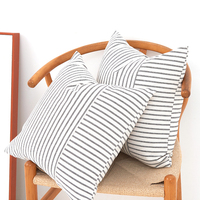 INS Style minimaliste canapé coton lin jeter taie d'oreiller décoration de la maison 45x45CM rayure canapé housses de coussin