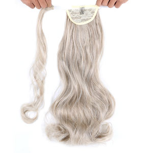 Postiche queue de cheval en soie facile à porter, synthétique, à enrouler, avec clip magique à pâte - Product Image 6