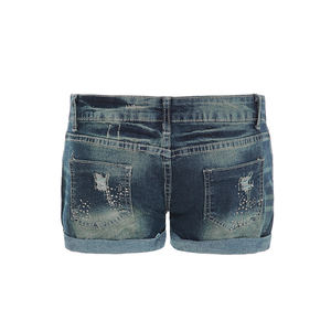 Shorts en jean droits taille basse Y2K Grunge écologiques délavés avec rivets pour femme - Style streetwear - Product Image 5