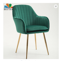 Chaise de salle à manger moderne de luxe souple pieds métal couleur rose vert pieds métal fauteuil dossier haut pour la cuisine à domicile