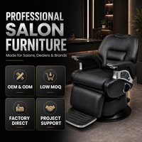Fauteuil de barbier JOXIN avec dossier inclinable de 93 à 135 degrés, fauteuil de salon hydraulique pour le toilettage et les coupes de cheveux haut de gamme pour hommes