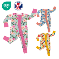 Romper Bayi Bambu CPC Dengan Ruffle, Baju Tidur Bayi Konvertibel Dengan Ritsleting YKK, OEKO-TEX, Piyama Seragam Keluarga