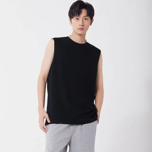 Canottiera da uomo in cotone semplice canottiera in maglia pesante 245gsm canotta da ginnastica - Product Image 1