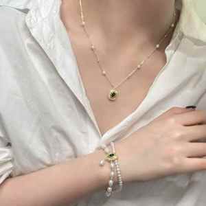 Nuovo palazzo smeraldo 3-8mm collana di perle d'acqua dolce naturale doppio strato bracciale cielo stellato orecchini Set oro fidanzamento regalo - Product Image 5