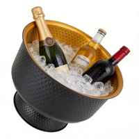Seau à champagne de luxe, seau à glace en métal, double paroi, acier inoxydable martelé, refroidisseur à vin, bac à boissons
