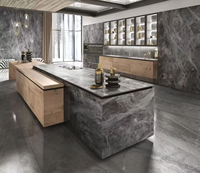 Dalles de marbre gris italien poli pour revêtement mural décoratif / comptoir / sol / plan de travail de cuisine / intérieur / escaliers