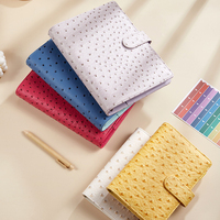 Offres Spéciales planificateur en cuir à motifs d'autruche A5/A6 Logo personnalisable 6 anneaux cahier de reliure à feuilles mobiles avec couverture de journal en PU