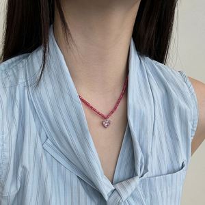 Dylam <b>Sweet</b> Girl Lady Dress up Jewelry S925 Silver Beads Chain <b>Heart</b> Shape Sparkle 5A Cubic Zirconia Pendant Necklaces - Product Image 3