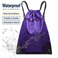 Sac à dos étanche à cordon de serrage en polyester Ripstop, convient pour le basketball 42x46cm, avec poche zippée pour la salle de sport, l'école, les voyages, 8 couleurs