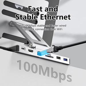 Station d'accueil pour support de tablette HUB USB C 9-en-1 4K60Hz HD USB3.0 5Gbps 1000Mbps Support de transfert de données Ethernet pour tablette téléphone - Product Image 5
