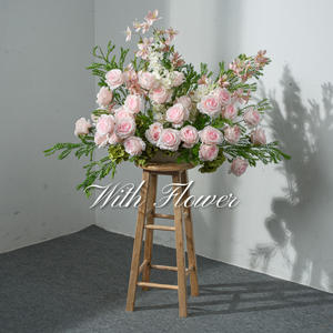 Bola Bunga Pernikahan Berkualitas |   Dekorasi Meja & Perlengkapan Pernikahan Warna Putih Muda Merah Muda, Bunga Mawar Sutra Buatan - Product Image 2