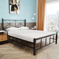 Lit moderne en fer de 1,5 mètre, cadre souple et durable, simple/double, pour hôtel et entrepôt, salon, appartement, chambre d'enfant