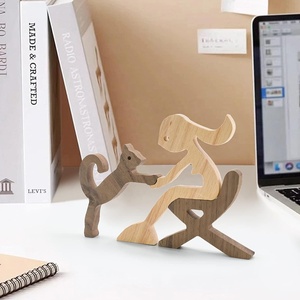 Trang chủ Văn phòng trang trí bàn trang trí trang trí bức tượng mèo và con người bức tượng gỗ điêu khắc vật nuôi bằng gỗ chạm khắc - Product Image 2