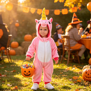 Tuta in pile rosa <span class=keywords><strong>unicorno</strong></span> per bambini, abbigliamento autunnale/invernale per Halloween, Carnevale, spettacoli teatrali e costumi cosplay - Product Image 1