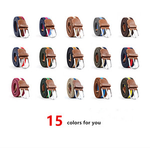 Boucle ardillon décontractée multicolore sans trou, tissu tressé, bande élastique tissée pour hommes et femmes - Product Image 2