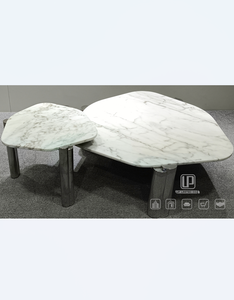 Updecors, mesa de centro de mármol con columna Triangular de forma especial para sala de estar, centro de mesa poligonal, muebles elegantes para el hogar - Product Image 1