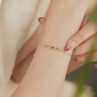 Dylam – pendentif Unique en lettres d'amour et d'amour avec Zircon rouge, Bracelets simples en argent Sterling 925 pour filles