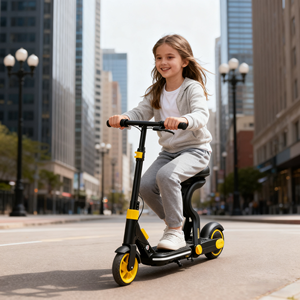 2025 年新款儿童电动滑板车带座椅 2 轮橡胶脚踏电动滑板车带尾灯氛围灯滑板车 - Product Image 2