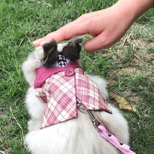 Set di Abbigliamento per <span class=keywords><strong>Conigli</strong></span> con Papillon a Quadretti e Guinzaglio con Anello, Stile Principessa - Product Image 6