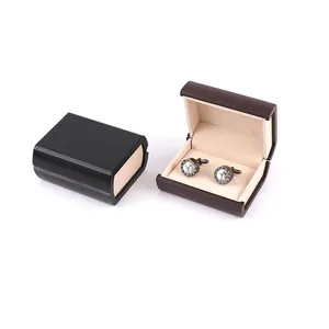 Ready to ship hot-selling cheap square plastic cufflinks gift box black/dark red tie bar box