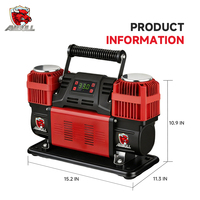 Pompe à air pour pneus de voiture Ambull portable 350L/min 12V 150PSI, double cylindre haute performance, avec moniteur de pression