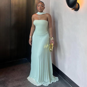 Robe Chic Femme 2025 Sans Bretelles Plissée Sexy Robe de Soirée Robes d'Été Élégante sans Dos pour Fête - Product Image 1