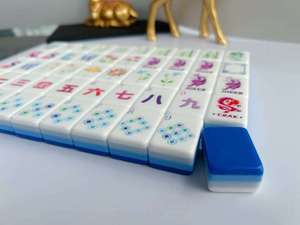 High-grade Blue Crystal Material Acrylic American <b>Mahjong</b> Tiles <b>Mahjong</b> <b>Set</b> with Gift Storage Bag for Home Family Game - Product Image 2