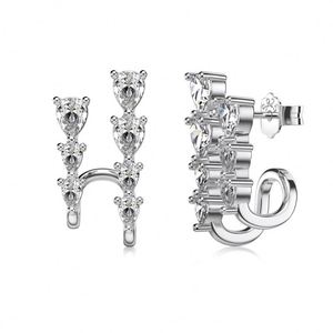 Dylam Delicate Design Jewelry 18K Gold Plated S925 Silver Double Layer Openwork Tassel Shape Waterdrop 5A Zirconia <b>Stud</b> <b>Earrings</b> - Product Image 1