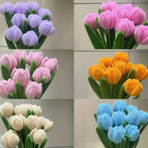 Venta al por mayor de limpiadores de pipas, tulipanes terminados, varilla trenzada hecha a mano, tulipán, decoración de paisaje para el hogar, suministros para floristería - Product Image 4