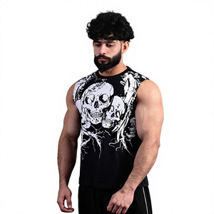 Men's Custom High Quality Trendies DTG Printed <b>Skull</b> Design Tank <b>Top</b> 280 Grams Loose Fit Streetwear Casual Tank <b>Top</b> - Product Image 3