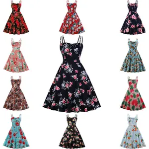 Best Price Summer Hot Sell Casual Party Wear Elegant Printed Plus Size Ladies A-line Skirt Women Floral Slip Dress