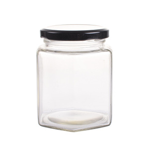 Hexagonal Glass <b>Jars</b> <b>With</b> <b>Lids</b> 501-800Ml Food Storage Container For Honey Jam Vegetables Snacks - Product Image 5