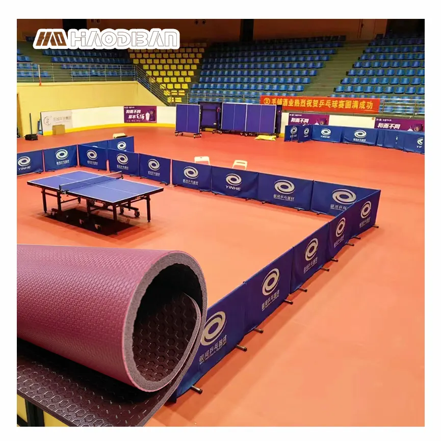 Professional 5.1mm Grid Pattern Red Ping Pong PVC Plastic Flooring Pickleball Court Sport Vinyl Roll Floor Mat